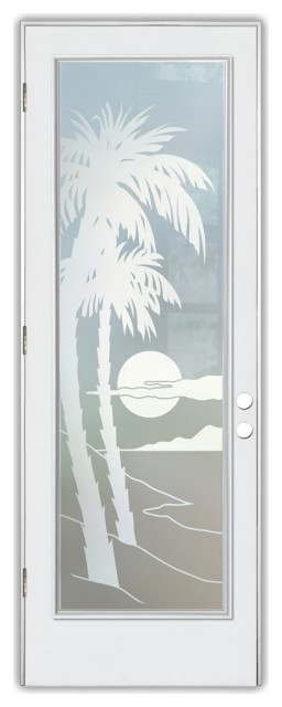 Front Door - Palm Sunset - Fiberglass Smooth - 36" x 80" - Knob on Right -...