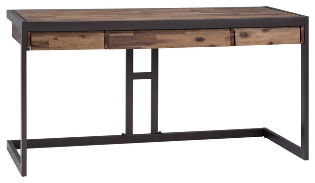 Erina Solid Acacia Wood Desk Industrial Desks And Hutches By Homesquare
