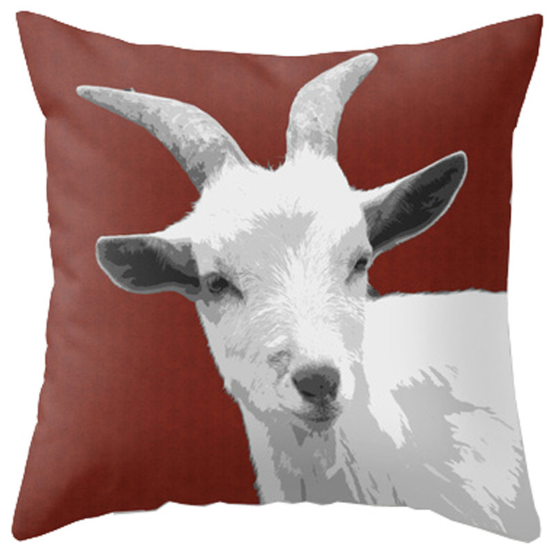 Goat - Red Pillow Cover, 16x16
