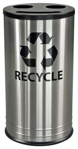 Smiley Three Stream Recycling Receptacle in Stainless Steel