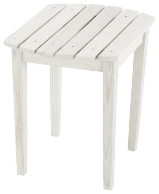 W Unlimited Oceanic Solid Wood Patio Side Table in Dark Brown Beach Style Outdoor Side