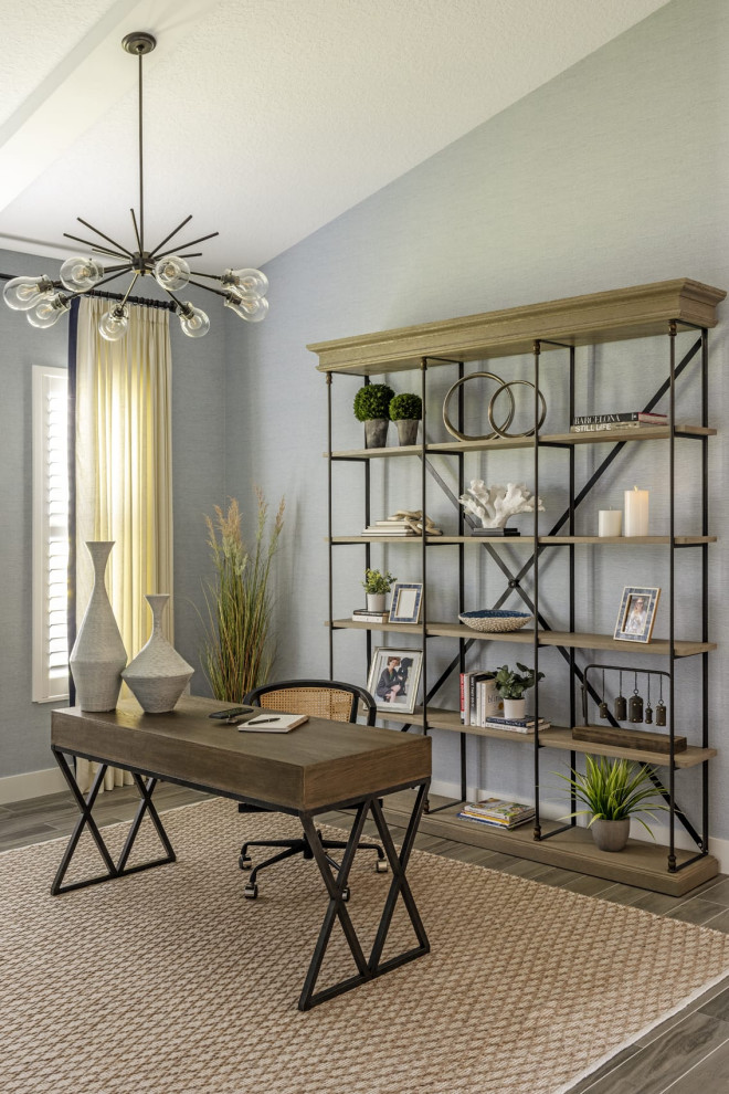 Design ideas for a beach style home office in Tampa.