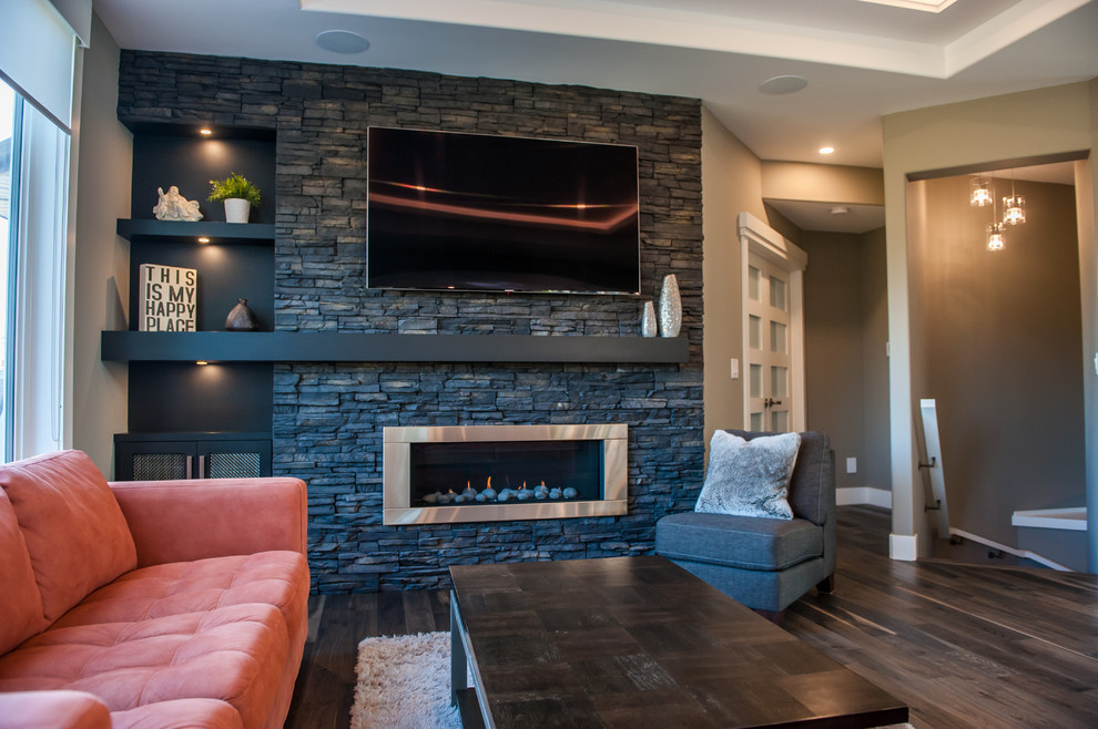 Transitional home design photo in Edmonton