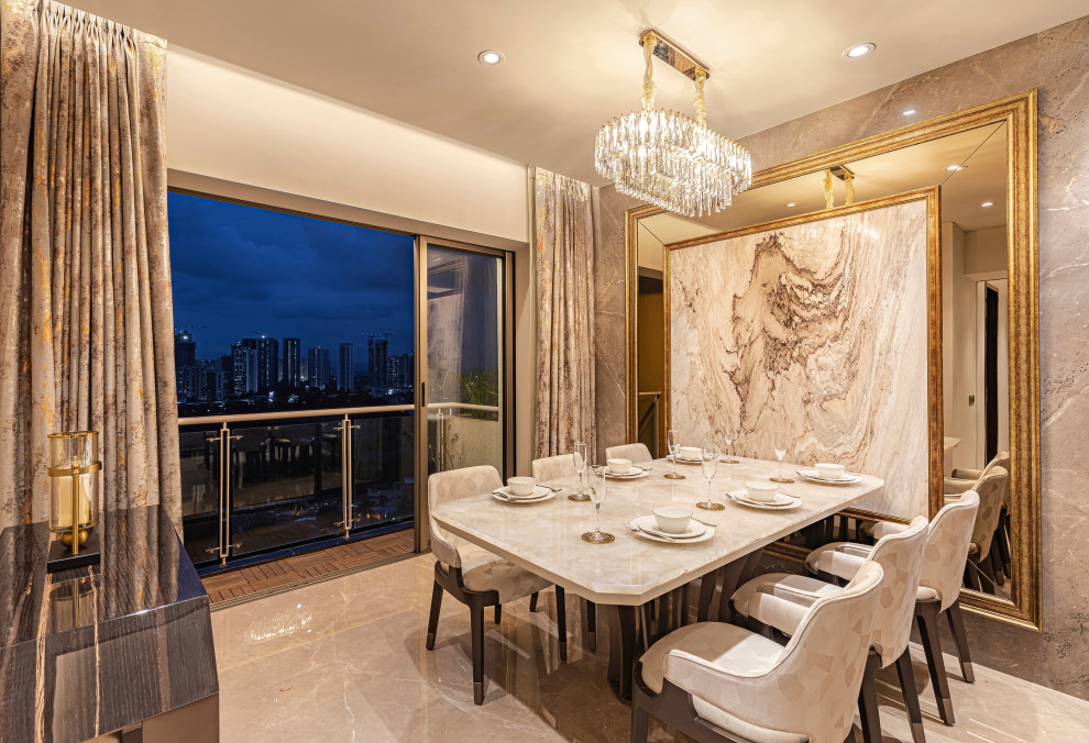 This is an example of a modern dining room in Mumbai.