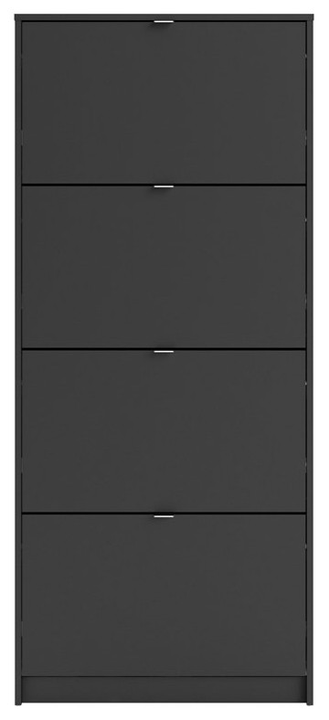 Tvilum Bright 4 Drawer Shoe Cabinet in Black Matte with 2 Layers