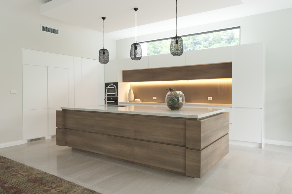 Cubic Kitchen Island with Amber Glow - Contemporary - Kitchen - Sydney ...