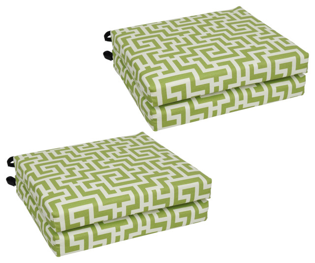 20"X19" Patterned Outdoor Chair Cushions, Set of 4, Keyes Kiwi