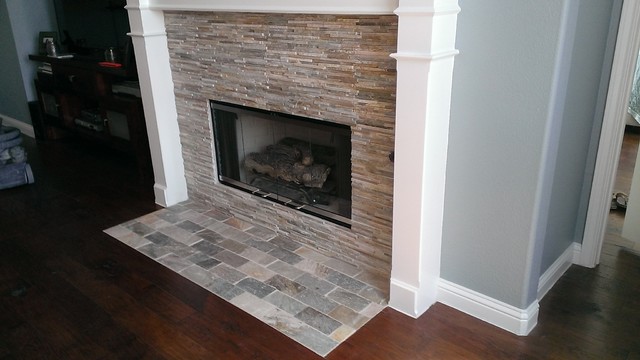 Fireplace Mini Ledger Stone Wall Brick Pattern Hearth Fireplace Mini Ledger Stone Wall Brick Pattern Hearth Contemporary