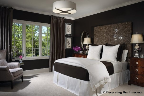chocolate brown and white bedroom - contemporary - bedroom