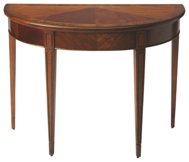 Hampton Demilune 36" Console Table, Medium Brown