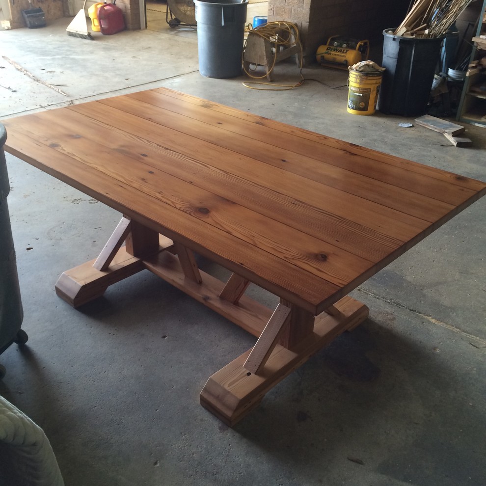 Rustic table by Bidwell Construction from 100plus year old barn wood!