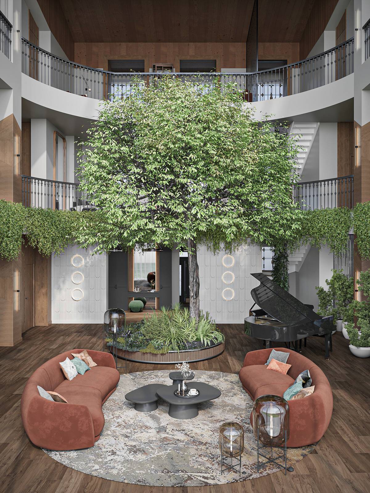 Интерьер гостиной со вторым светом