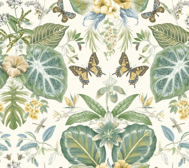 York Wallcoverings ON1628 Tropical Oasis Stripe Wallpaper Spa Blue