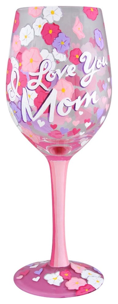 "I Love You Mom" Wine Glass