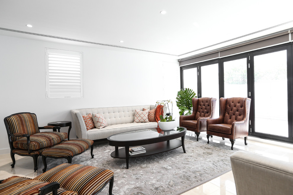 This is an example of a large transitional home design in Melbourne.