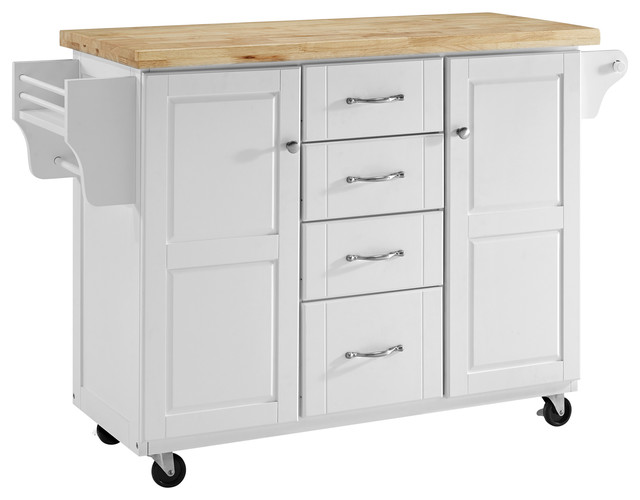 Elliott Kitchen Cart In White With Natural Top Contemporary Elliott Kitchen Cart In White With Natural Top Contemporary Islands And Carts By Pot Racks Plus