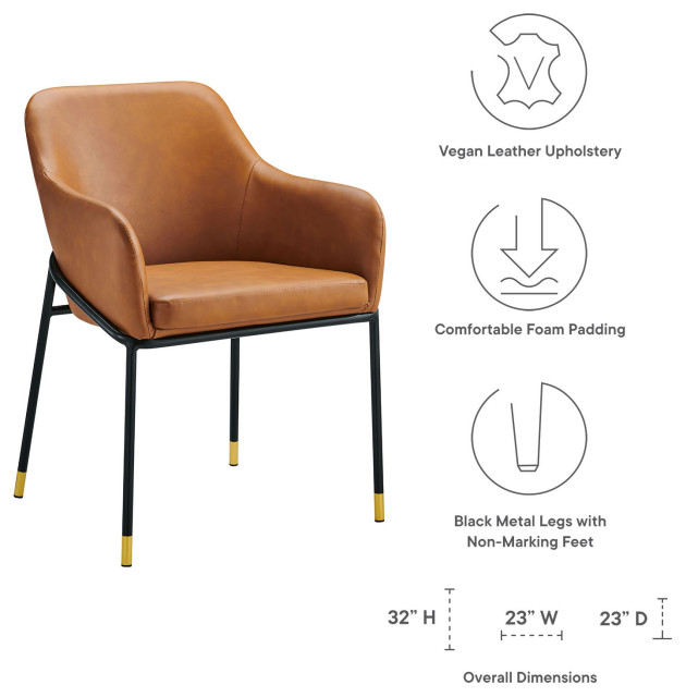 Dining Chair, Tan Black, Vegan Leather, Modern, Mid Century Bistro ...