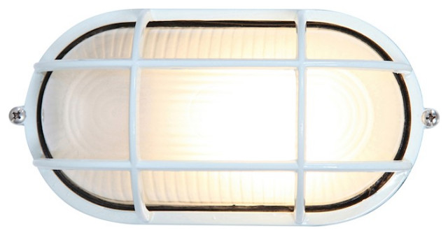 Access Lighting Nauticus Wet Loc 4.25" Bulkhead, White/Frosted - 20290-WH-FST