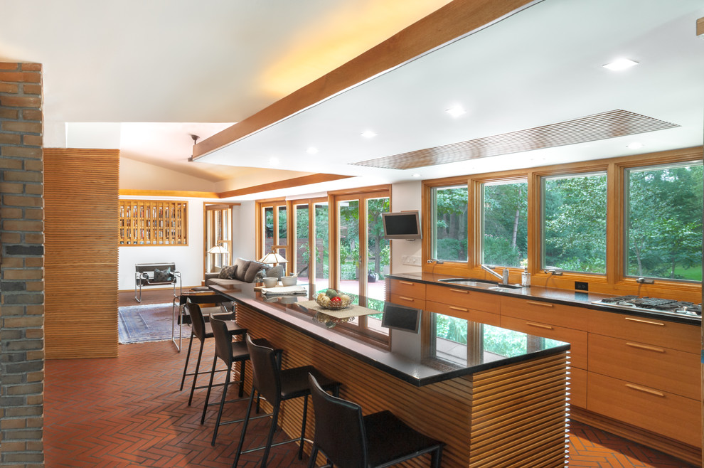 This is an example of a mid-sized midcentury galley kitchen in Detroit.