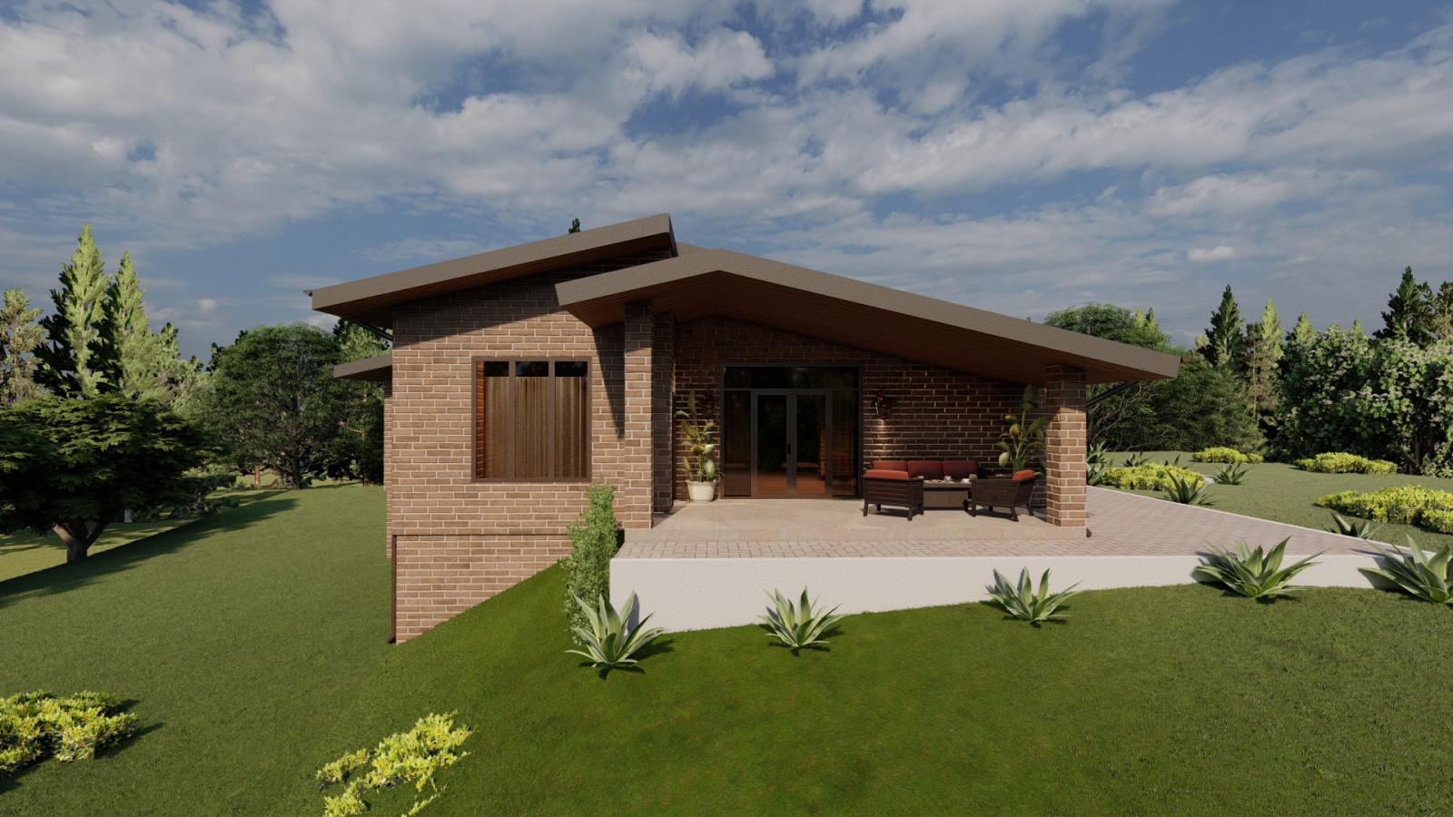 Одноэтажный дом с подвалом