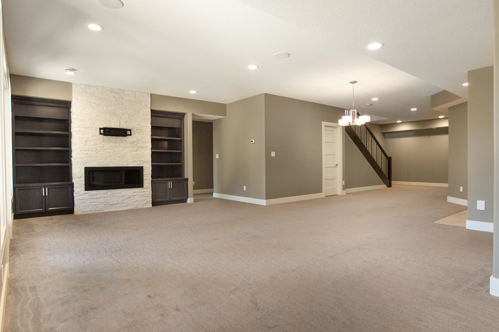 Transitional home design photo in Edmonton