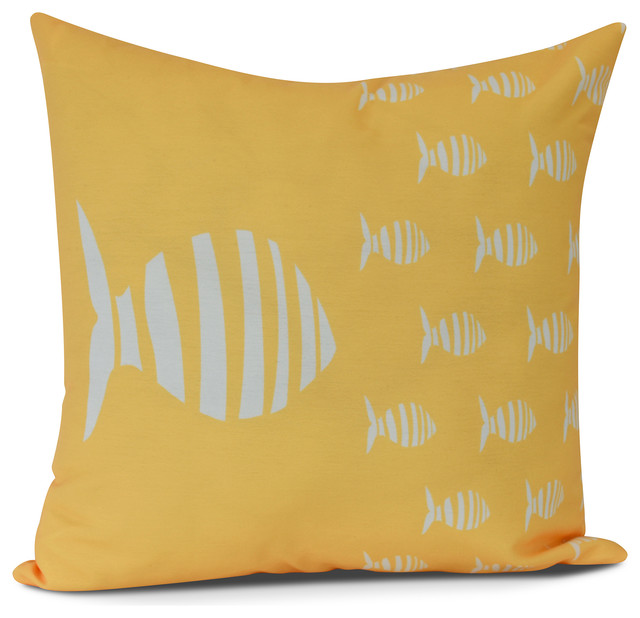 Shark Tank Animal Print Outdoor Pillow Yellow Beach Style