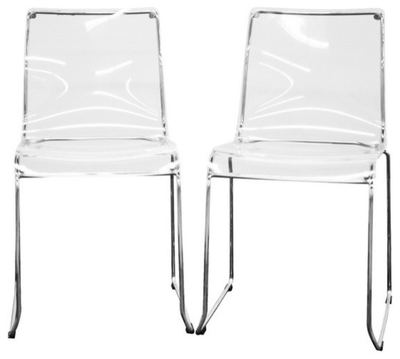 Lino Acrylic Dining Chairs, Set of 2, Clear