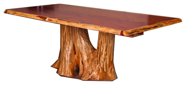 Rustic Red Cedar Log Tree Stump Dining, Cedar Dining Table And Chairs