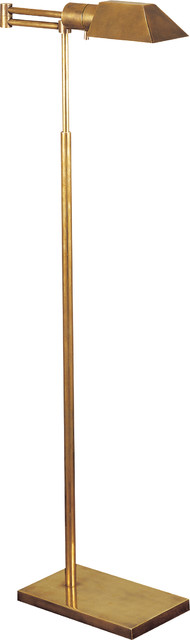 Studio Swing Arm Floor Lamp, Hand-Rubbed Antique Brass