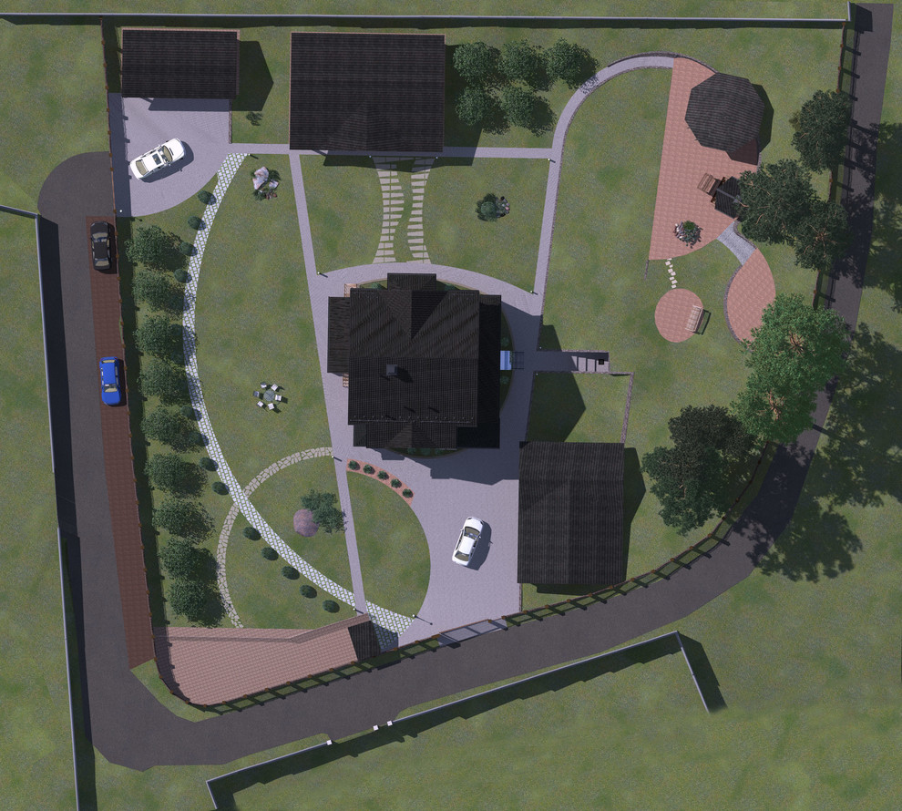 Загородный дом с ландшафтом