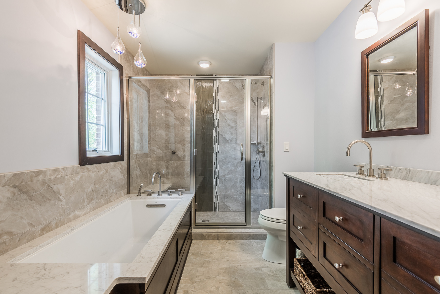 Transitional Bathroom with Modern Twist Champaign