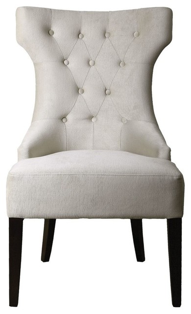 Clic White Velvet Tufted Wing Chair Plush Contemporary Clic White Velvet Tufted Wing Chair Plush Contemporary