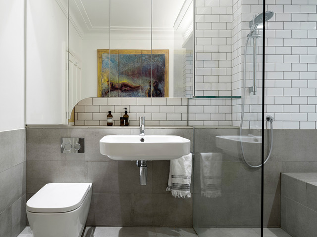 Duplex and the City contemporary-bathroom