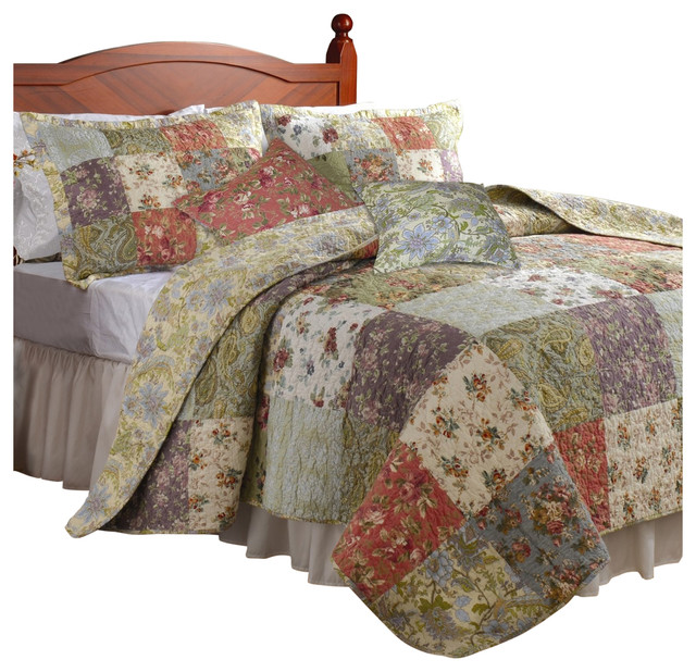 Full / Queen size 100 Cotton Floral Paisley Reversible Quilt Set