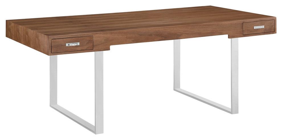 Modern Contemporary Desk, Walnut Wood