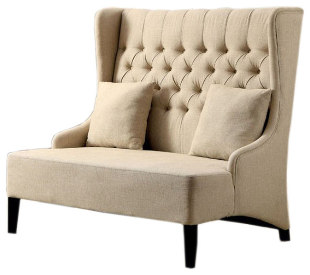 Lavre Bm131995 Contemporary Loveseat With Tufted High Back Ivory