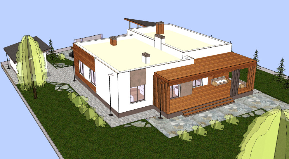 Индивидуальный одноэтажный жилой дом. Горный Щит 2021