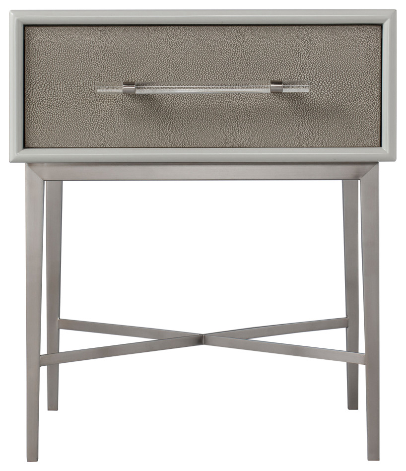 Gray Shagreen One Drawer Nightstand, Andrew Martin Alice Contemporary