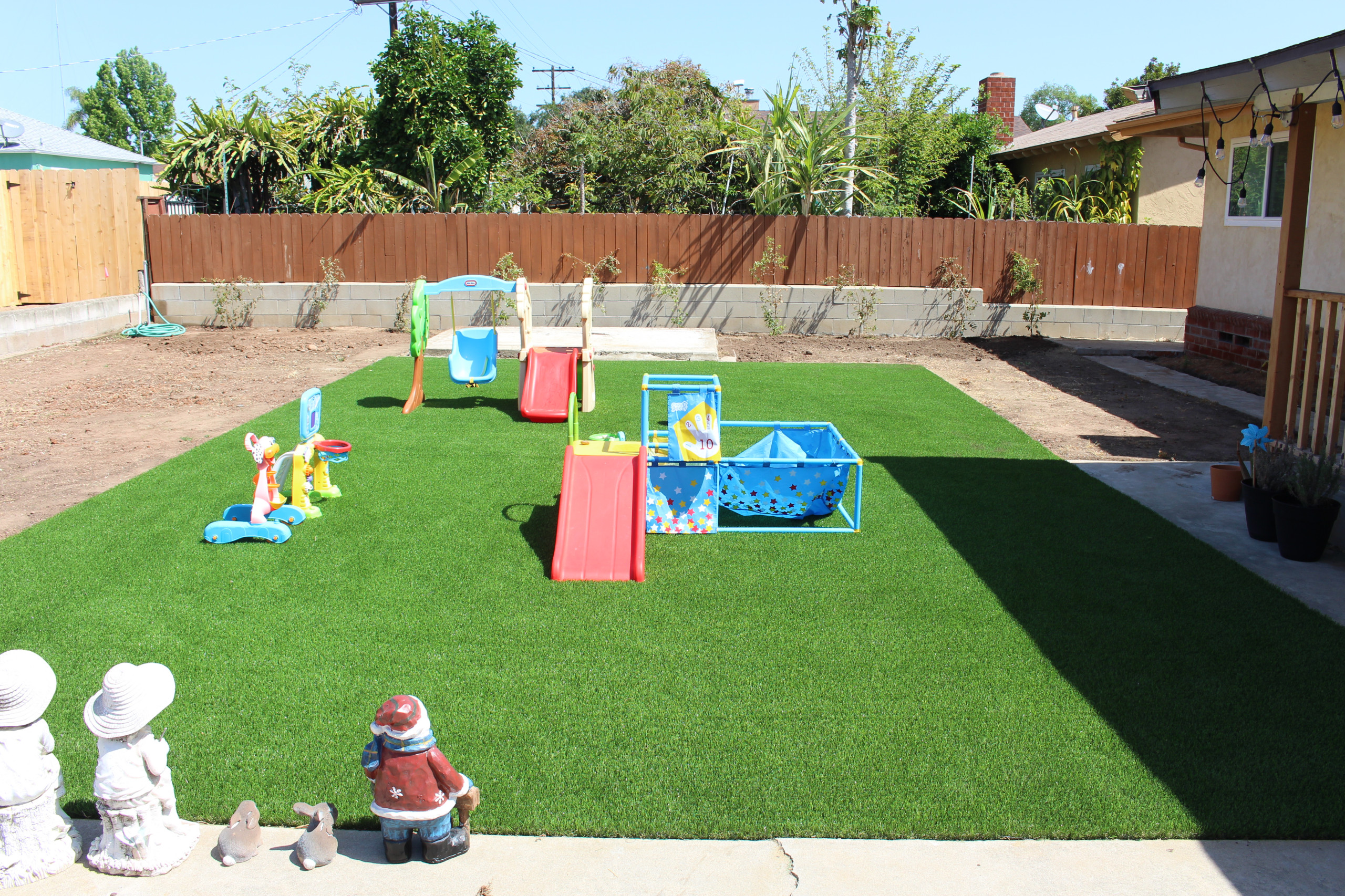 Artificial Lawn Install with Drought tolerant landscape