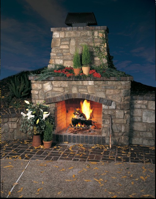 Rustic Stone Outdoor Fireplace Rustic Patio San Diego By