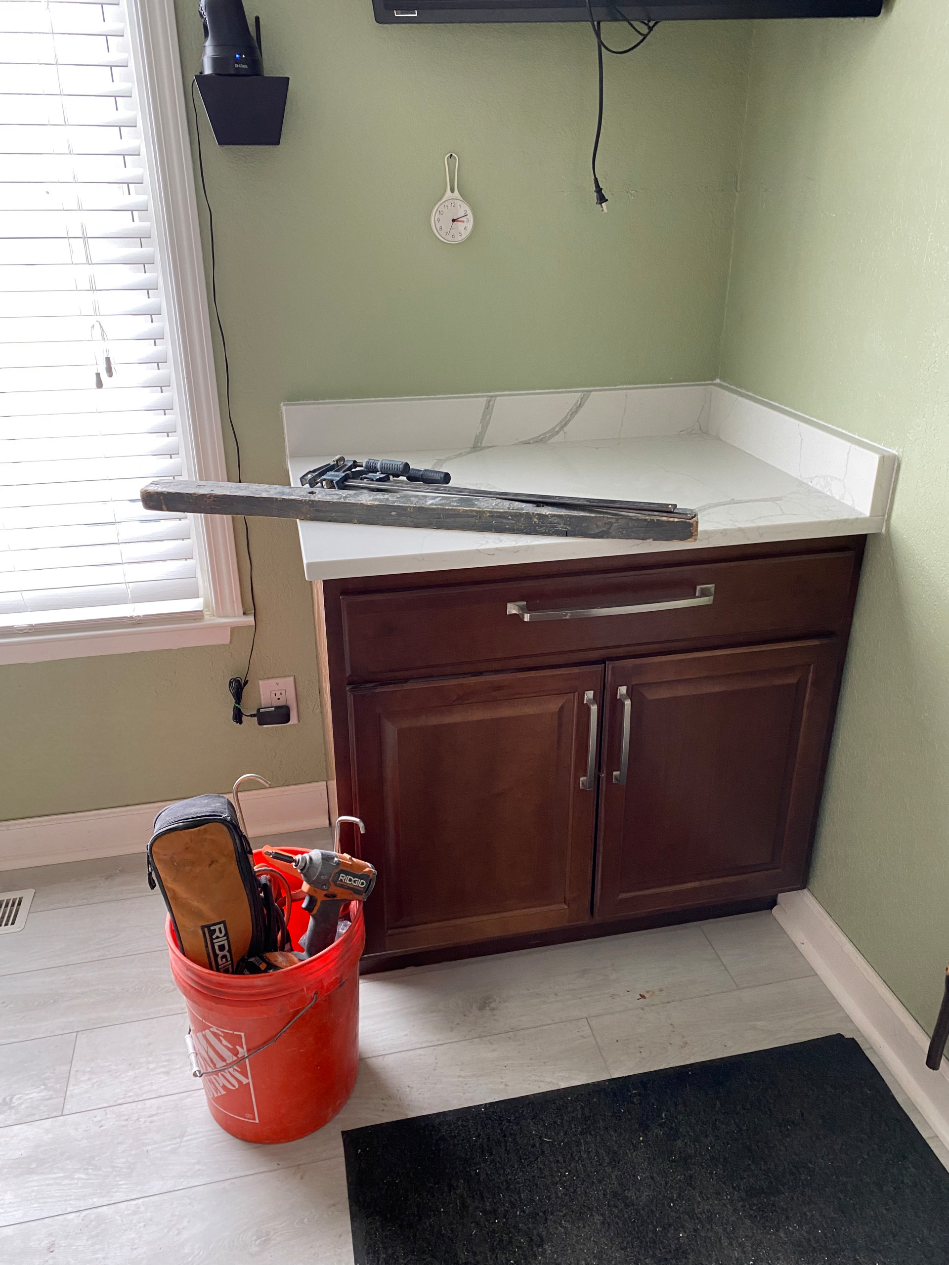 Waterford Quartz countertop and subway backsplash