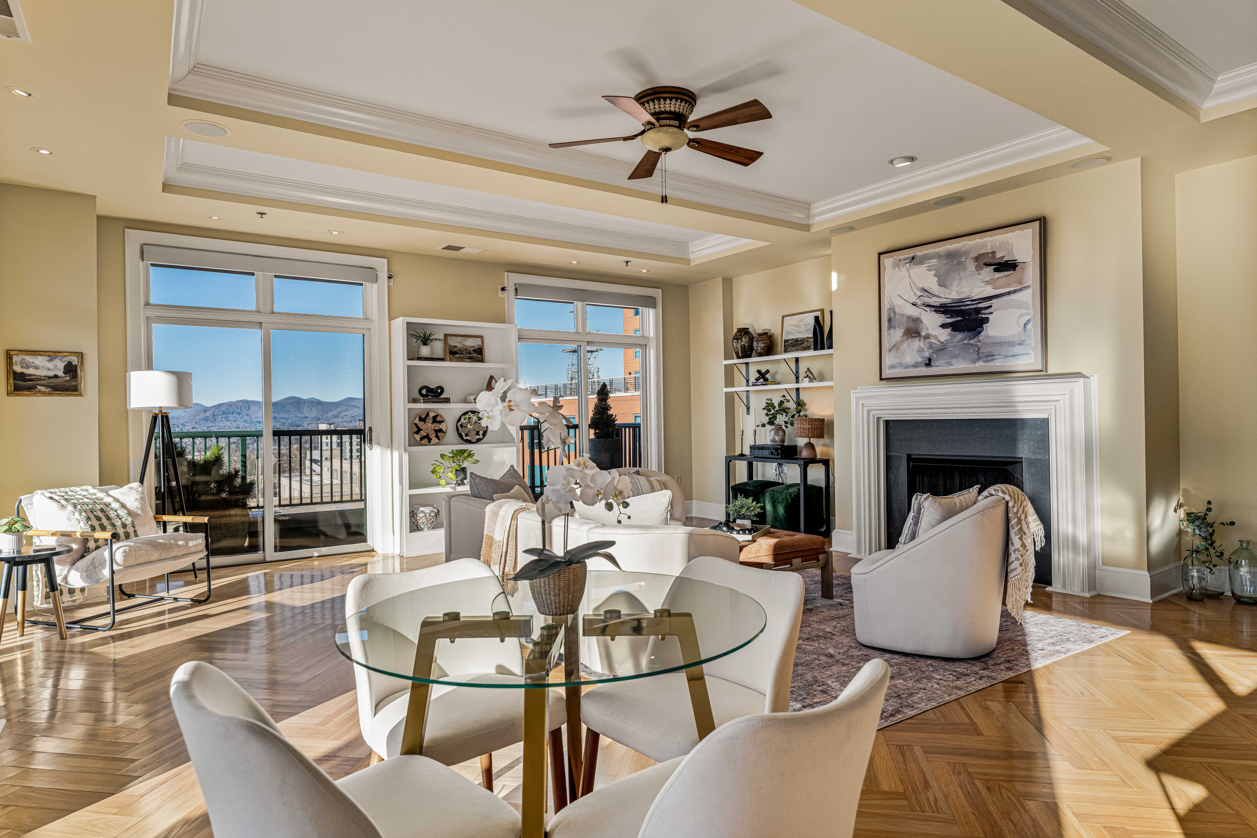 Example of a transitional living room design in Other