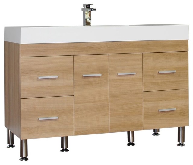 Greenville 47" Single Modern Bathroom Vanity, Light Oak Contemporary