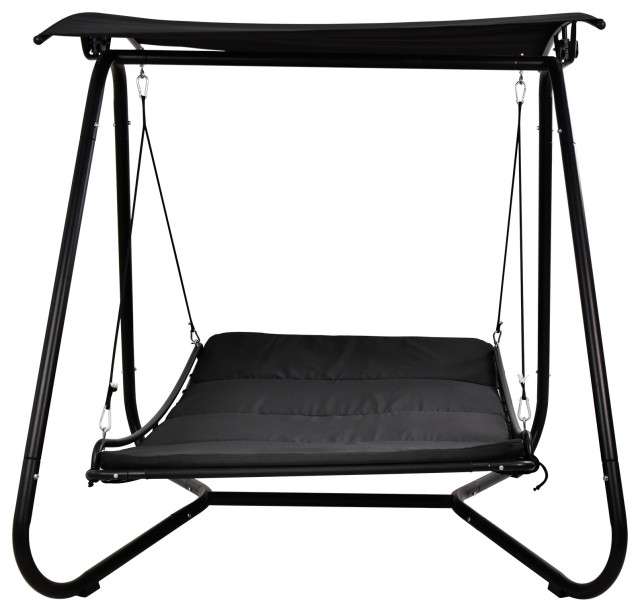 Outdoor Swing Hammock Bed With Canopy and Cushion Transitional