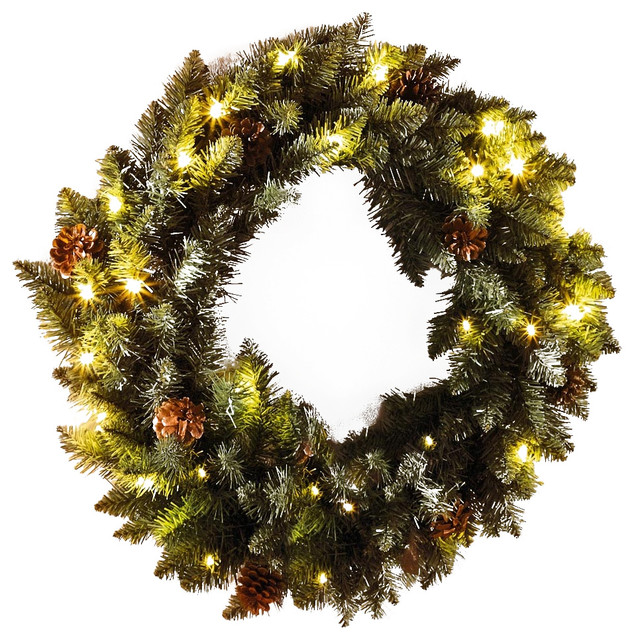 21 quot faux pine holiday wreath with battery operated led 21 quot faux pine holiday wreath with battery operated led