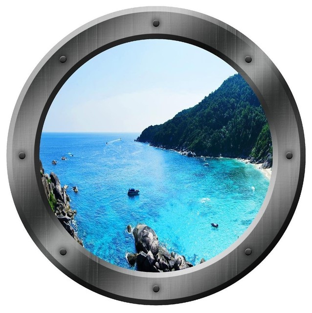 Details about   Porthole Ship Ocean Window Sea View SHARKS #2 ROUND Wall Sticker Decal Graphic 