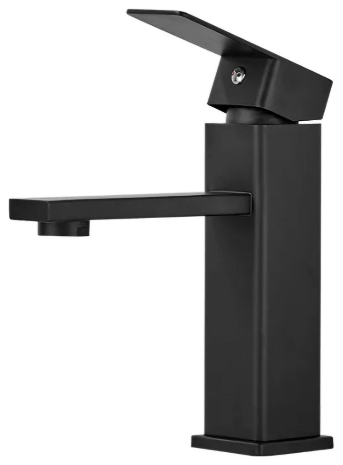 Modern Matte Black Bathroom Faucet, Single Handle, Single Hole
