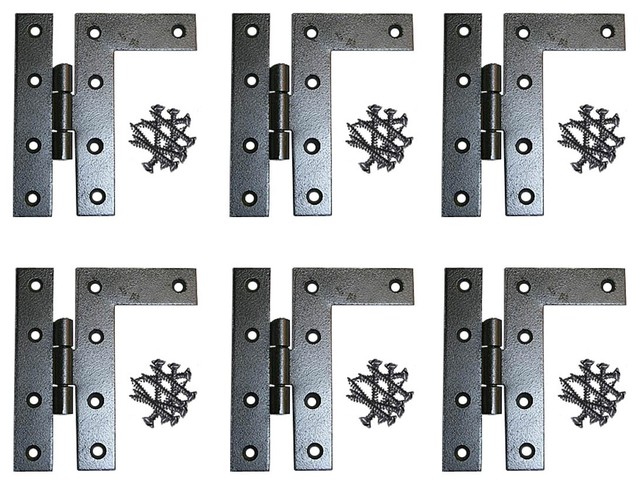 6 Cabinet Hinges Wrought Iron Black Flush Right Only 4 5 H
