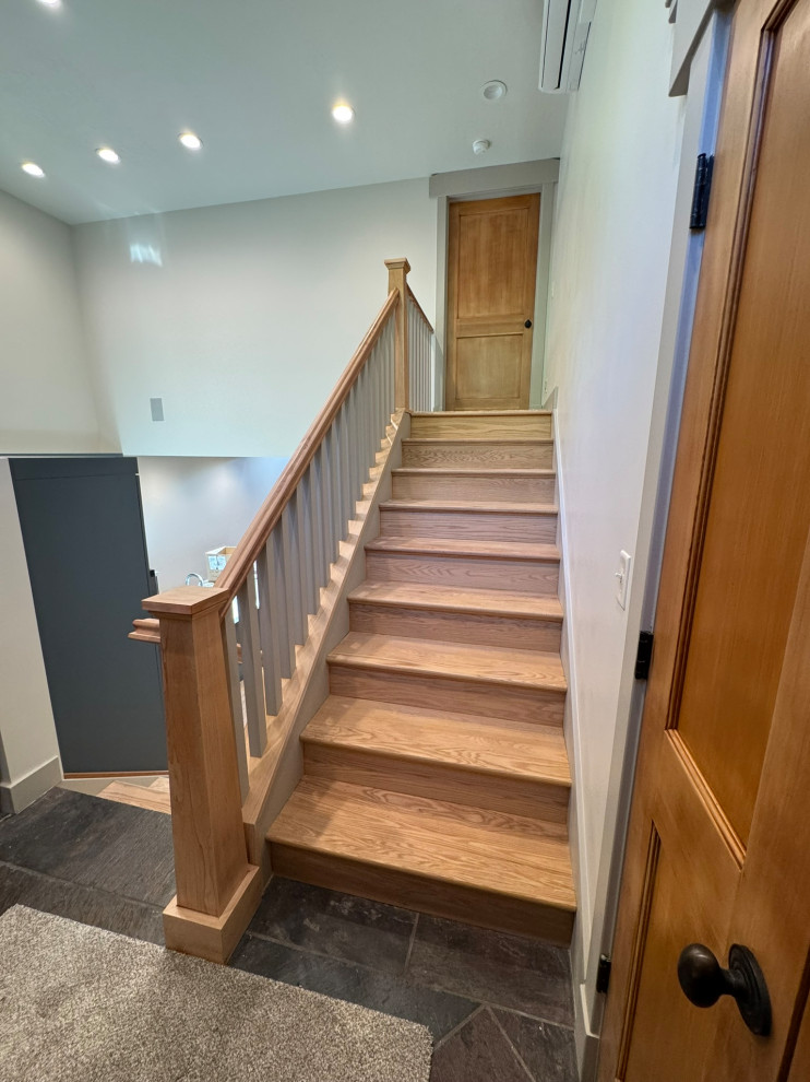 Finish carpentry, stained and painted steps and hand rails.