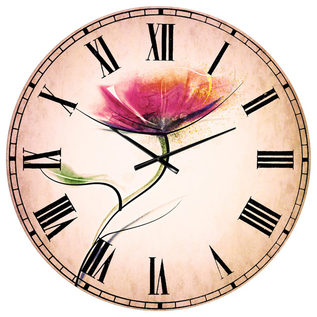 Vector Watercolor Floral Design Floral Round Metal Wall Clock